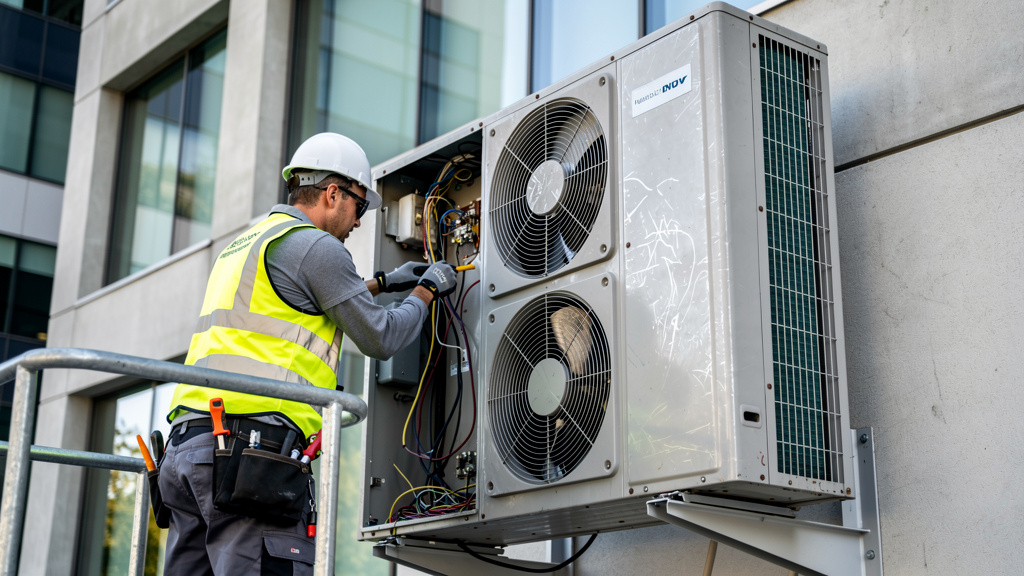 Technician installing mochiAir HVAC controls